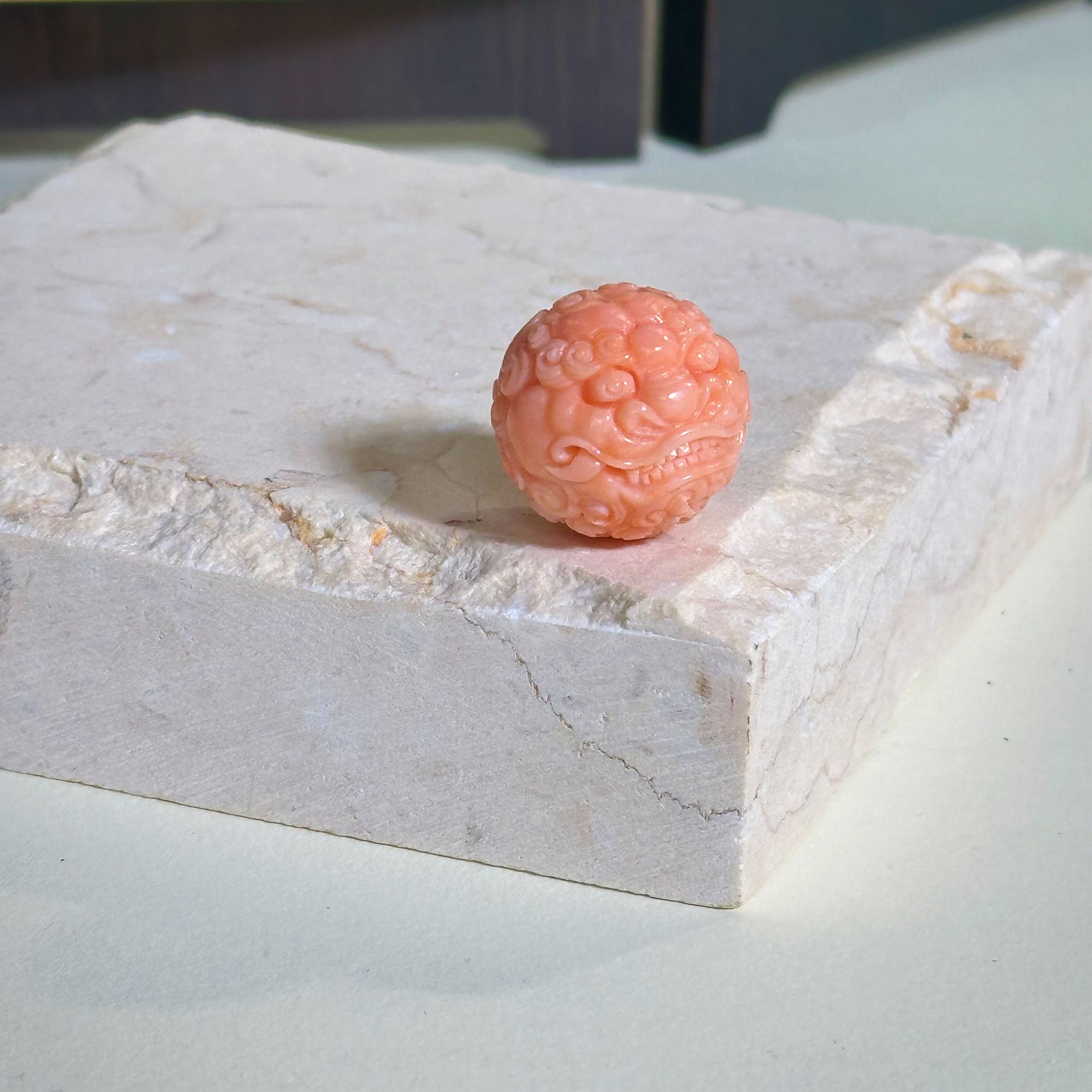 momo珊瑚瑞兽雕刻单珠 18.8mm  8.92g——25002