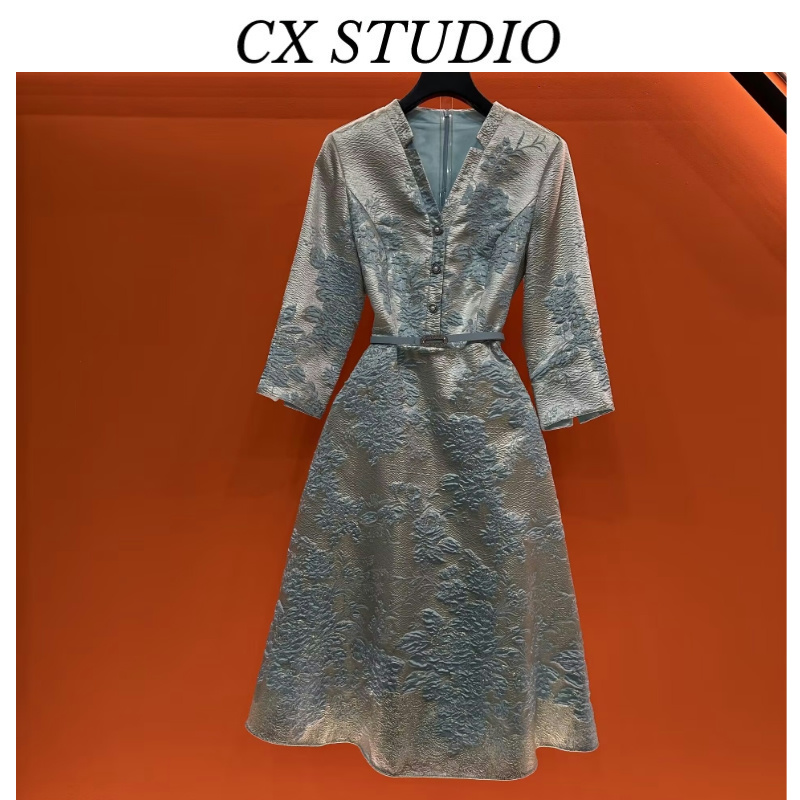 QC编码77 经典收腰轻奢时尚春夏季连衣裙（定制女装）TG501