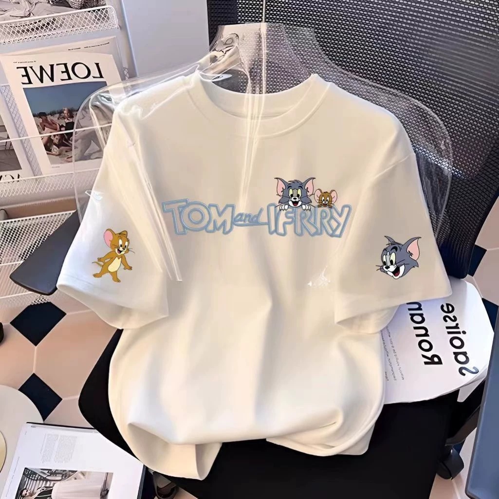 猫和老鼠100%纯棉卡通印花T恤短袖夏季男女同款百搭舒适情侣潮牌