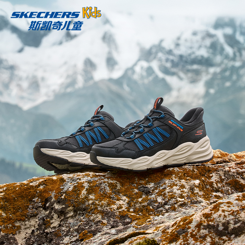 【山迈闪穿鞋】斯凯奇官方儿童透气防滑耐磨减震一脚蹬户外运动鞋
