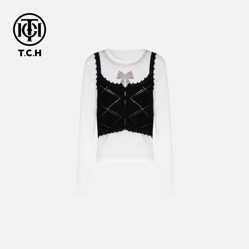 TCH私服烫钻工艺时尚休闲秋季精致显贵套装女T75C07E1026轻奢tch