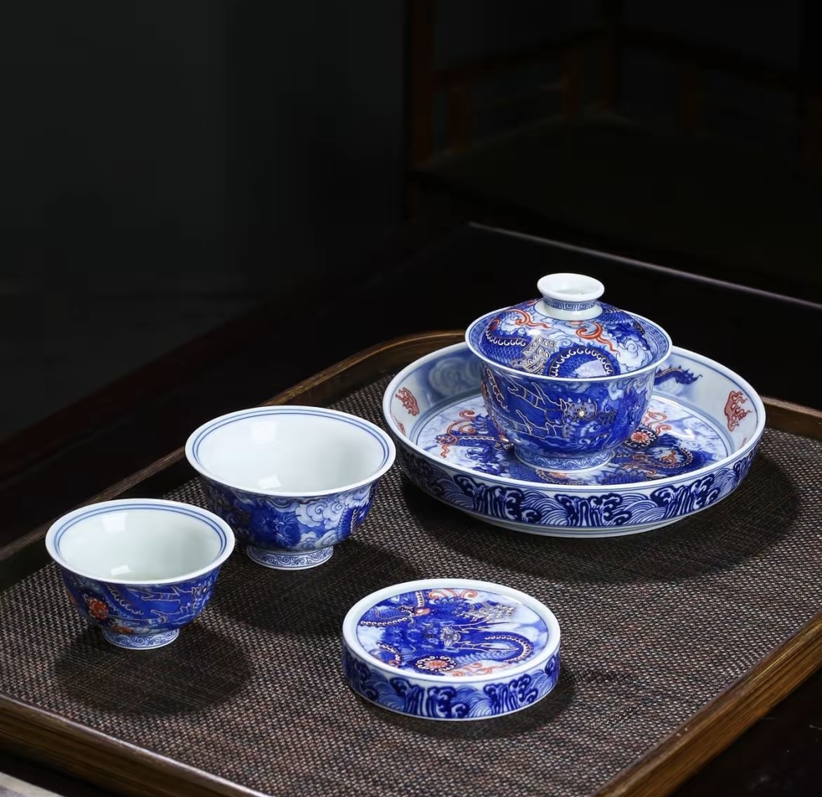 金银铠甲龙茶具套装高档礼盒装