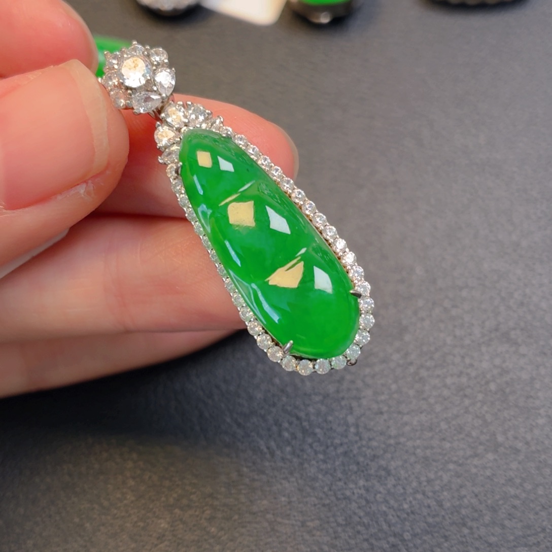 翡翠银S925镶嵌吊坠(不含链)