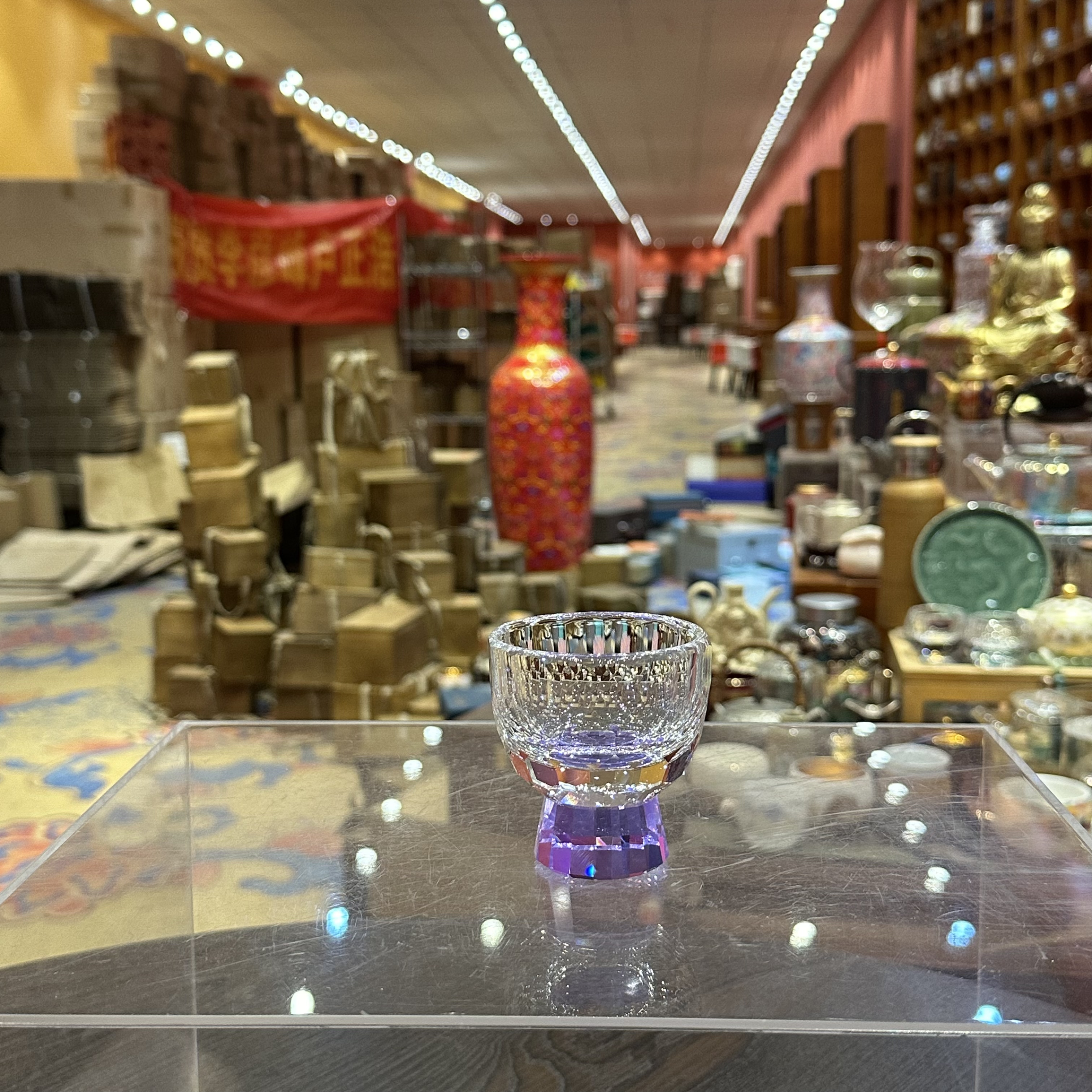 【闪购商品】紫底高足水晶主人杯茶杯023359