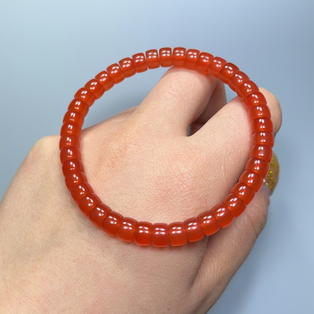 南红玛瑙冰红药片单圈6mm未镶嵌