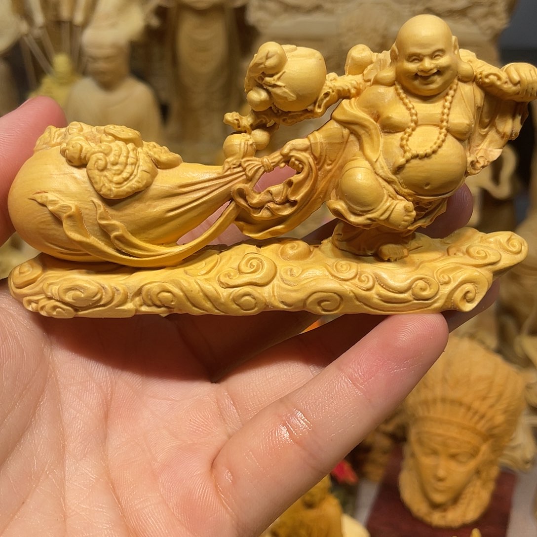 黄杨木黄杨木拉布袋弥勒