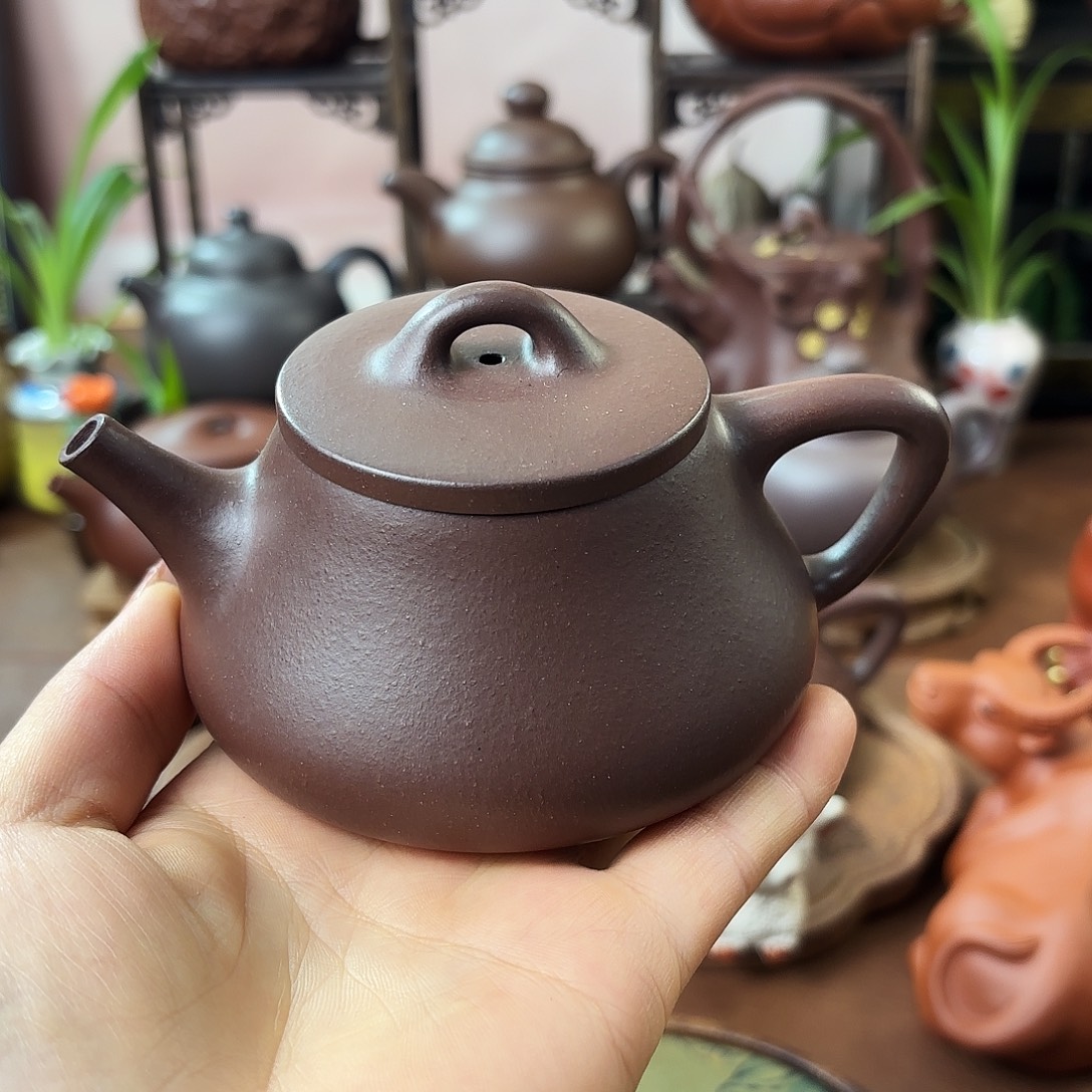 紫砂茶壶纳瓢老紫泥160cc