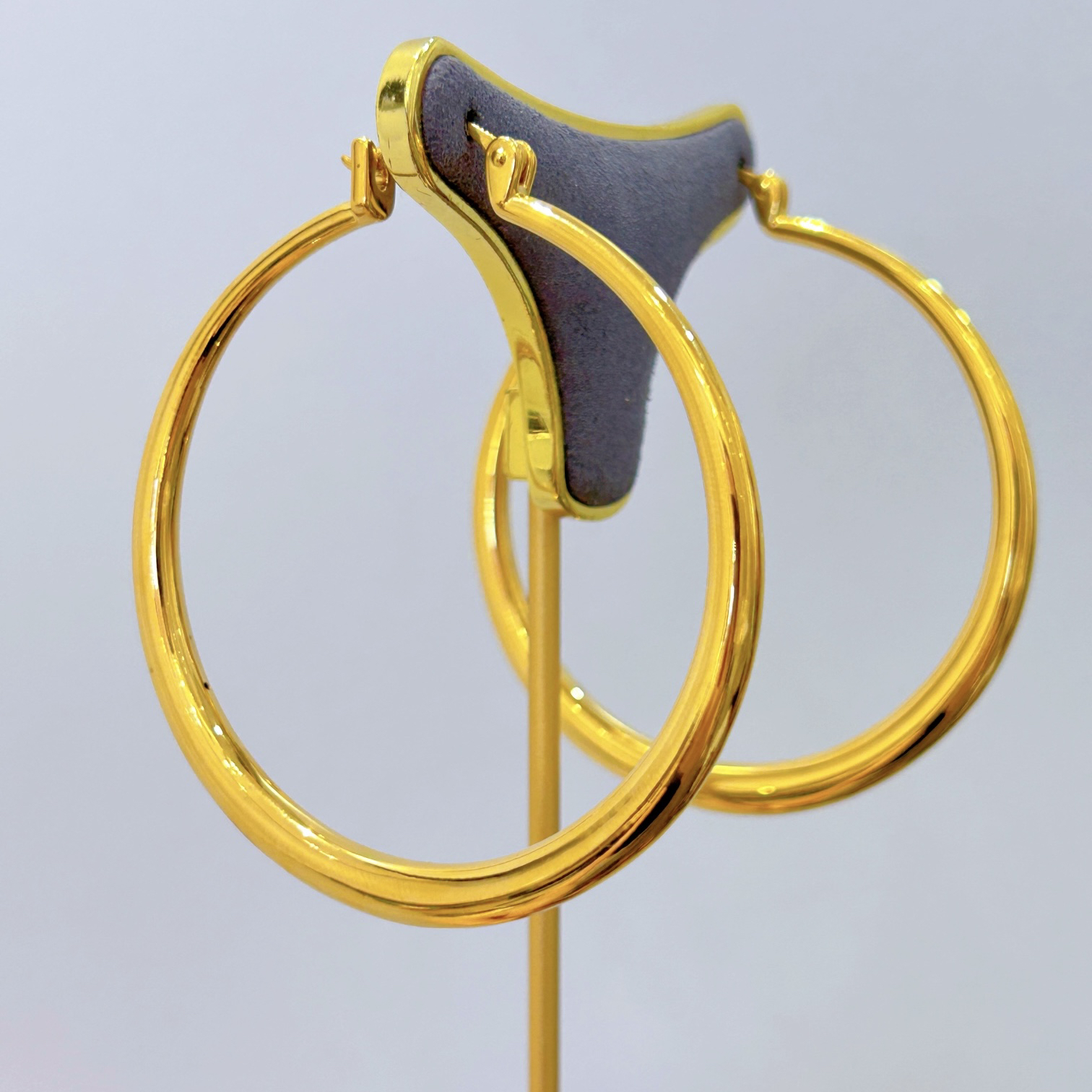 足金999大耳圈5D简约素圈气质黄金耳扣