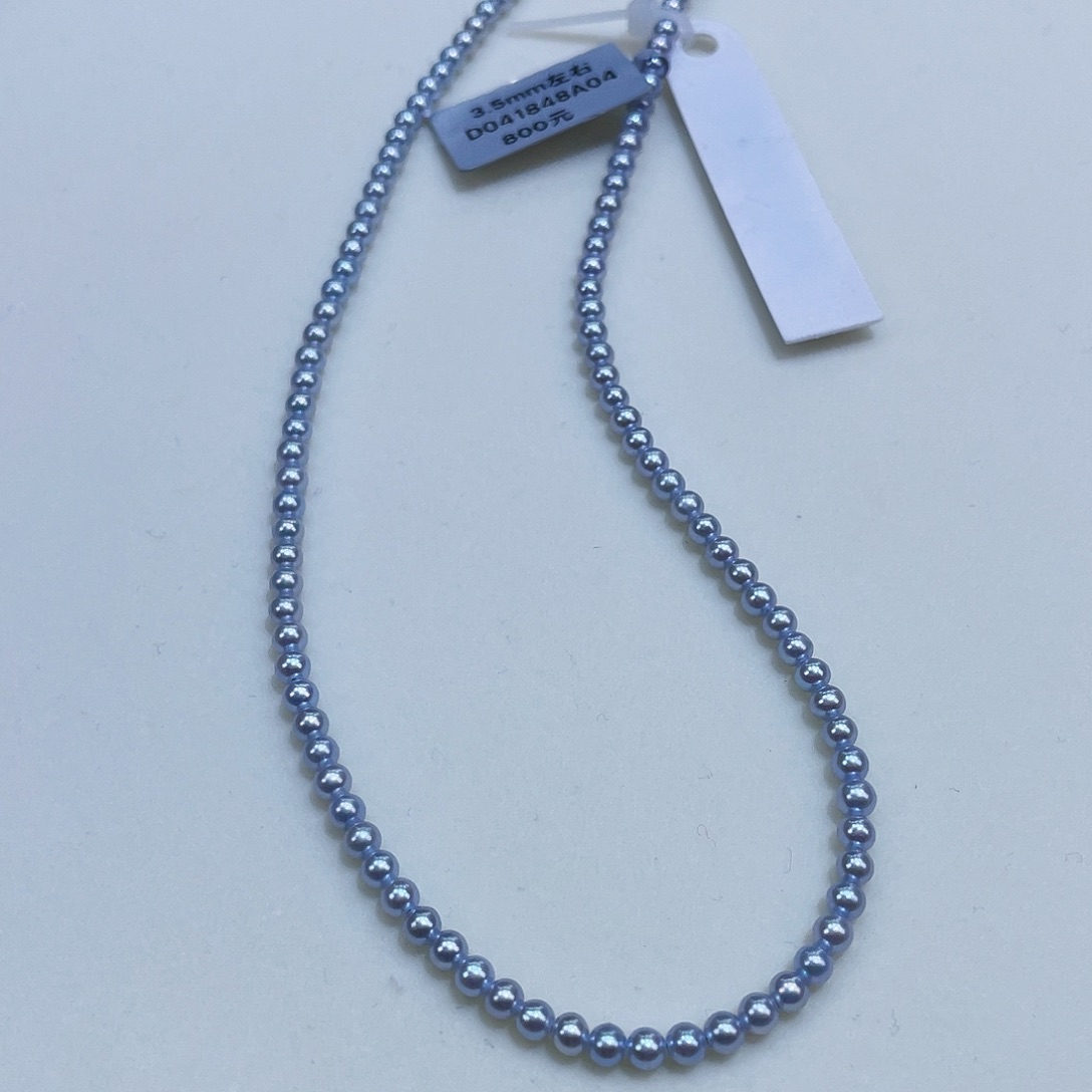 淡水珍珠颈饰银S925镶嵌3.5银蓝稀有色毕业