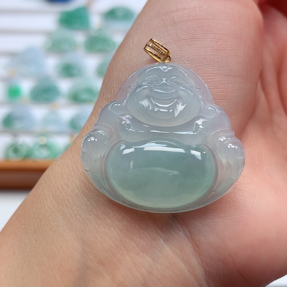 翡翠18K金镶嵌吊坠(赠链)31.5-34-5.9