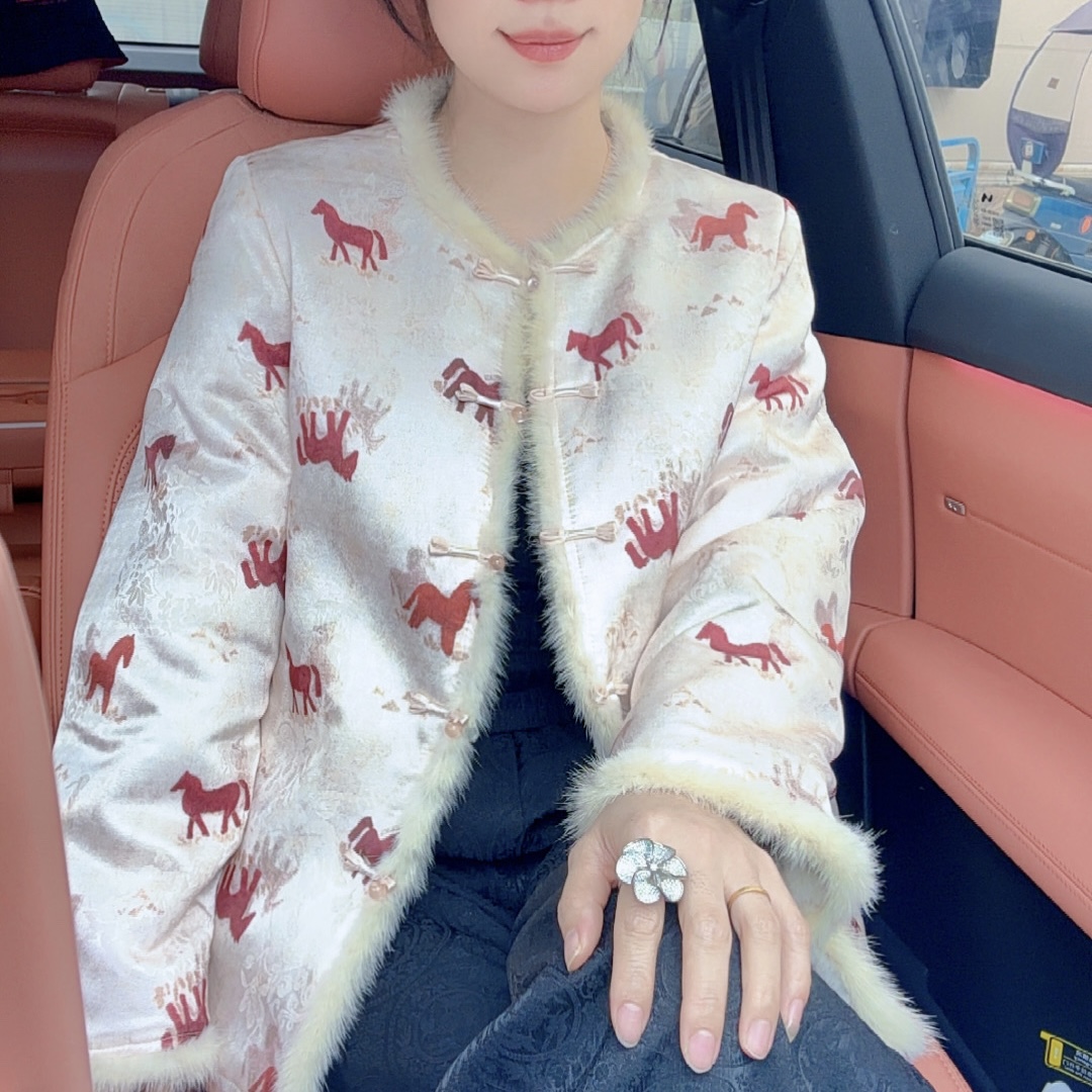 【寒烟梦】冬季新中式水貂毛双面双穿中国风加绒加厚女装外套