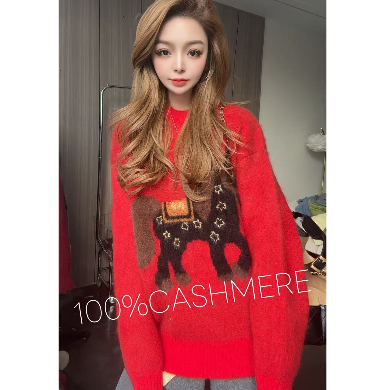 【马到成功】255656秋冬拉绒款动物马提花设计休闲百搭时尚款