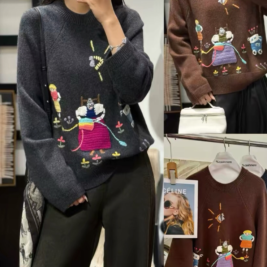 轻奢品订单！断色特惠少量库存 重工手绣纯山羊绒衫女打底衫闭眼入