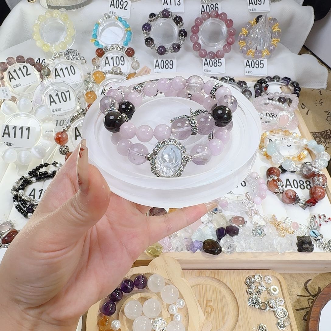 烟晶手链银S925镶嵌紫理辉