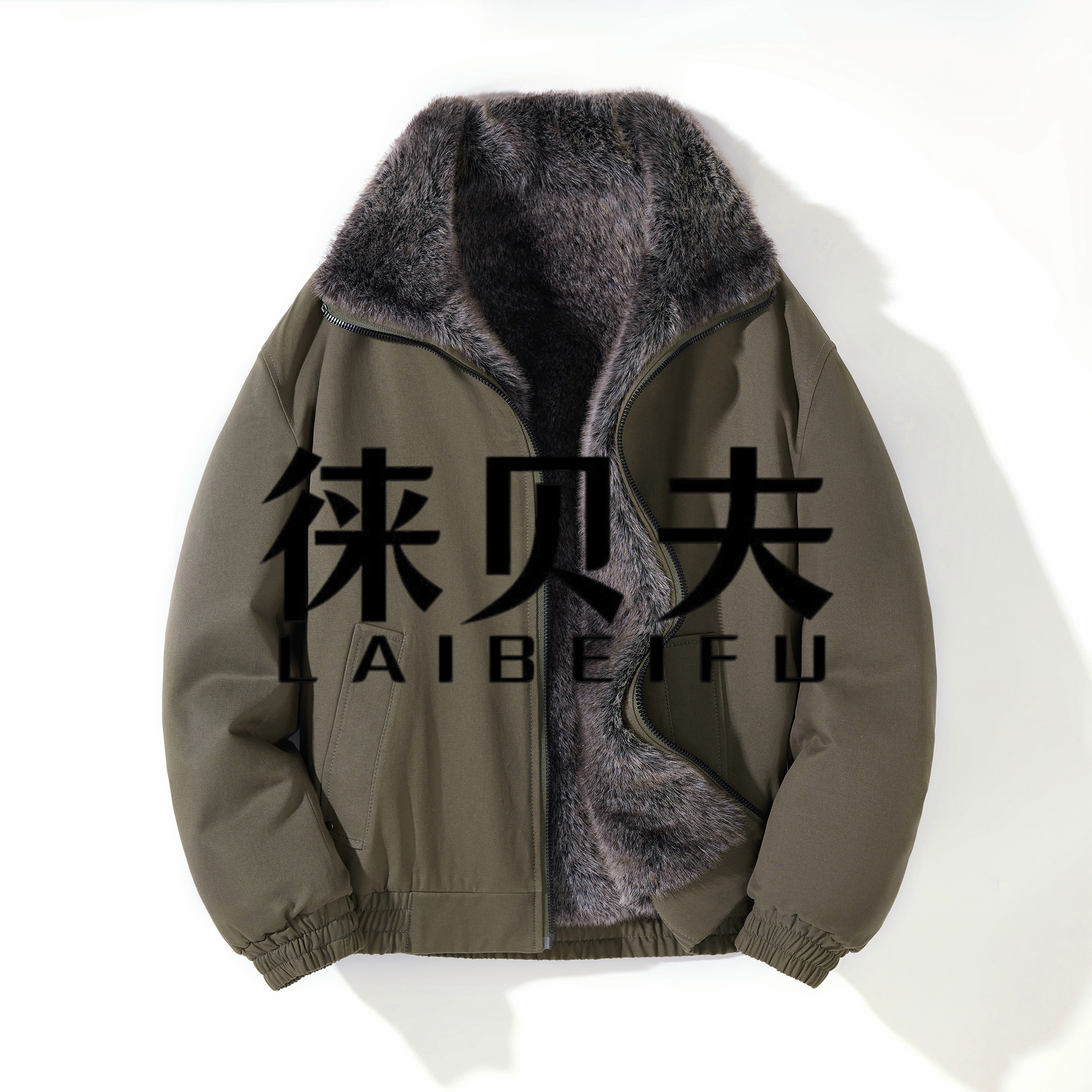 秋冬季男士两面穿座山雕水洗莱赛尔男士外套-PK8181