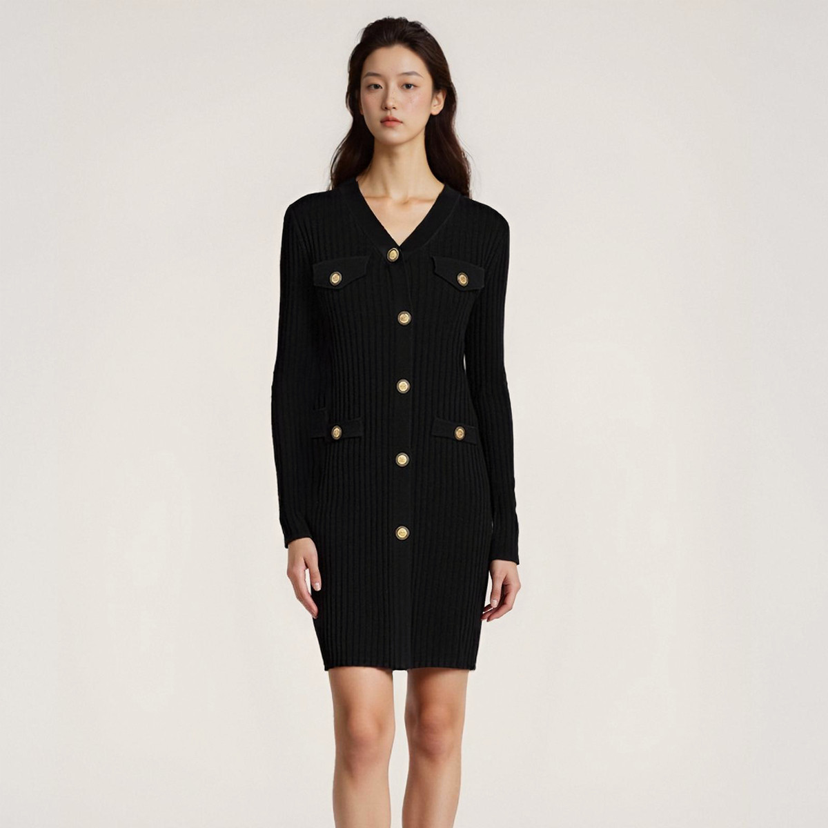 【首次PO价】西町村屋小香风气质修身针织连衣裙AD8502022