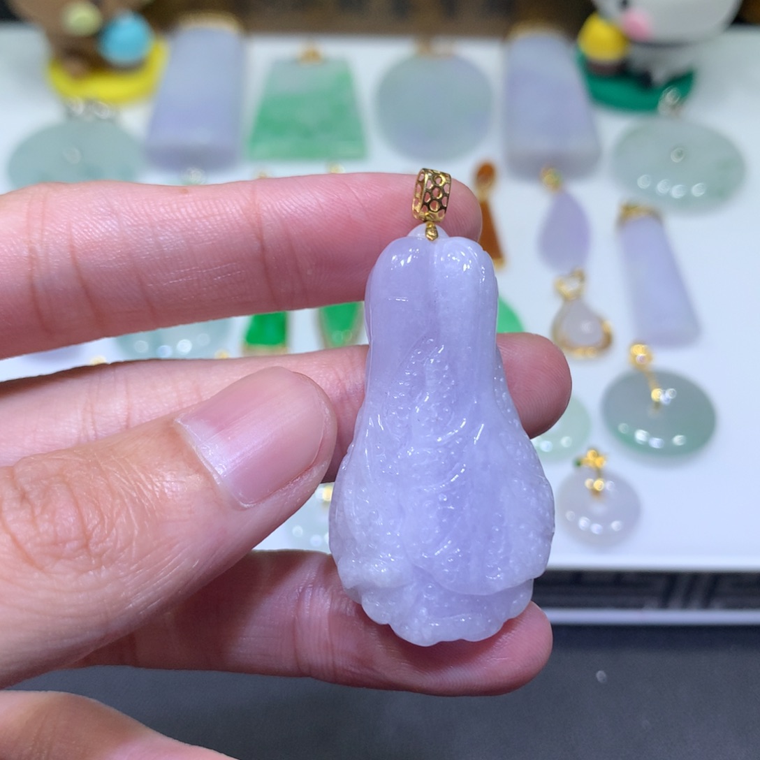 翡翠18K金镶嵌吊坠(不含链)