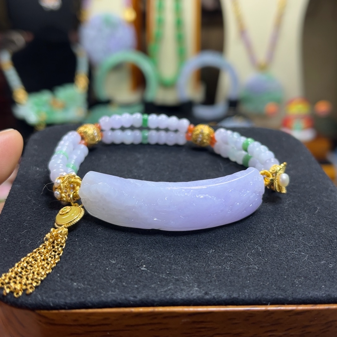 翡翠未镶嵌颈饰天然翡翠手链