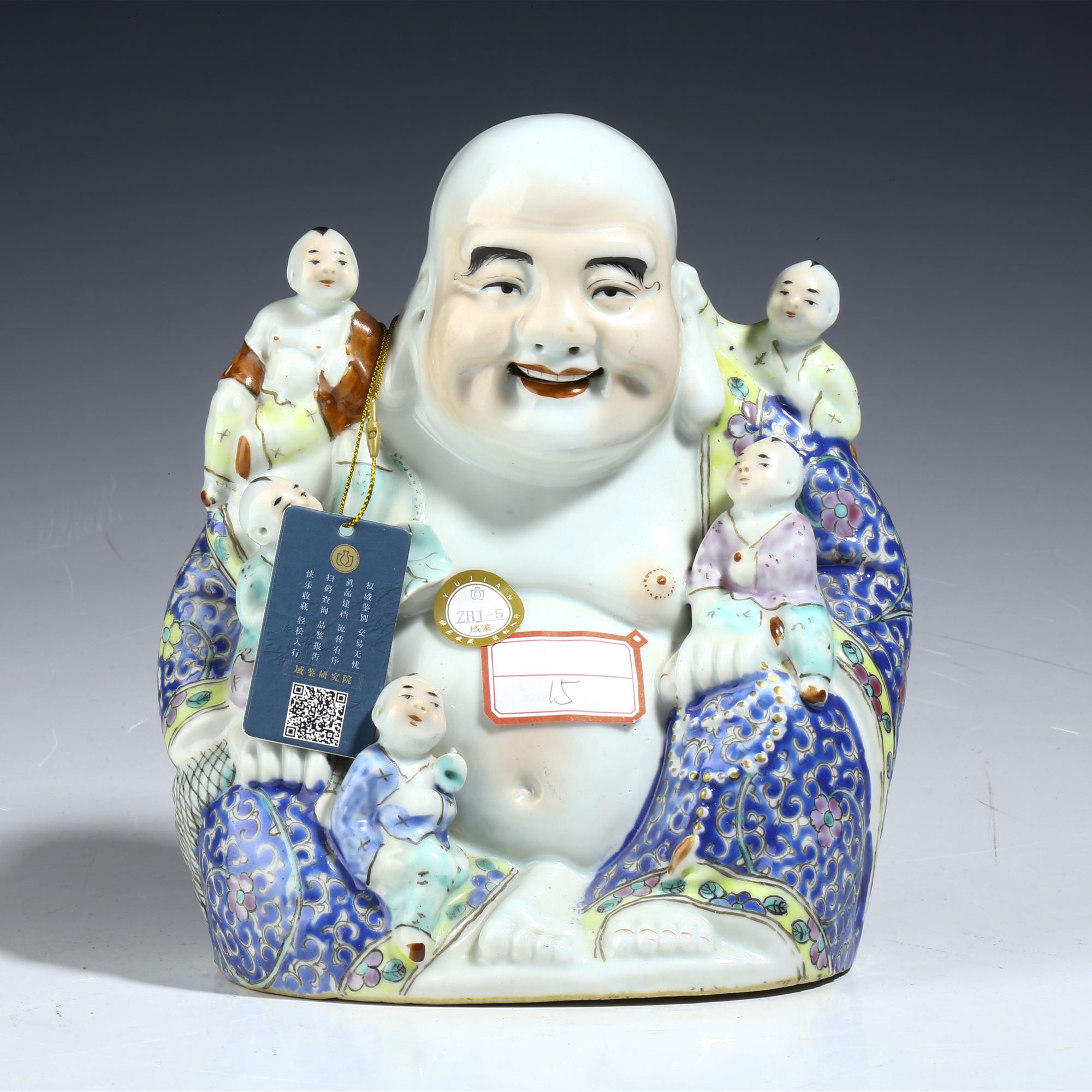 【拍卖-民国】·粉彩五子登科弥勒佛坐像