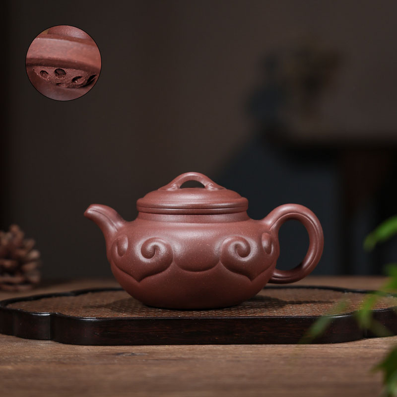 <仿古如意>原矿零添加底槽青精工半手紫砂茶壶 240cc