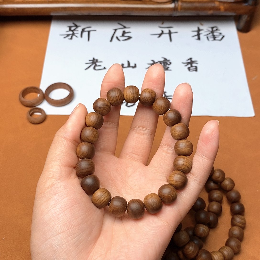檀香木手串/手链10*11横纹沉水瑕疵