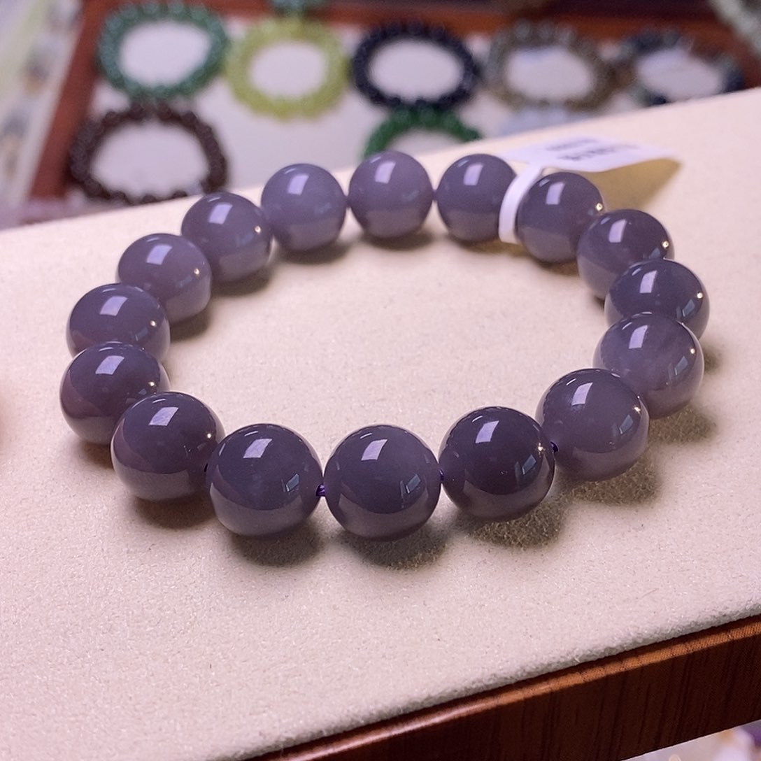 颈饰未镶嵌和田玉浓烟紫12mm手串