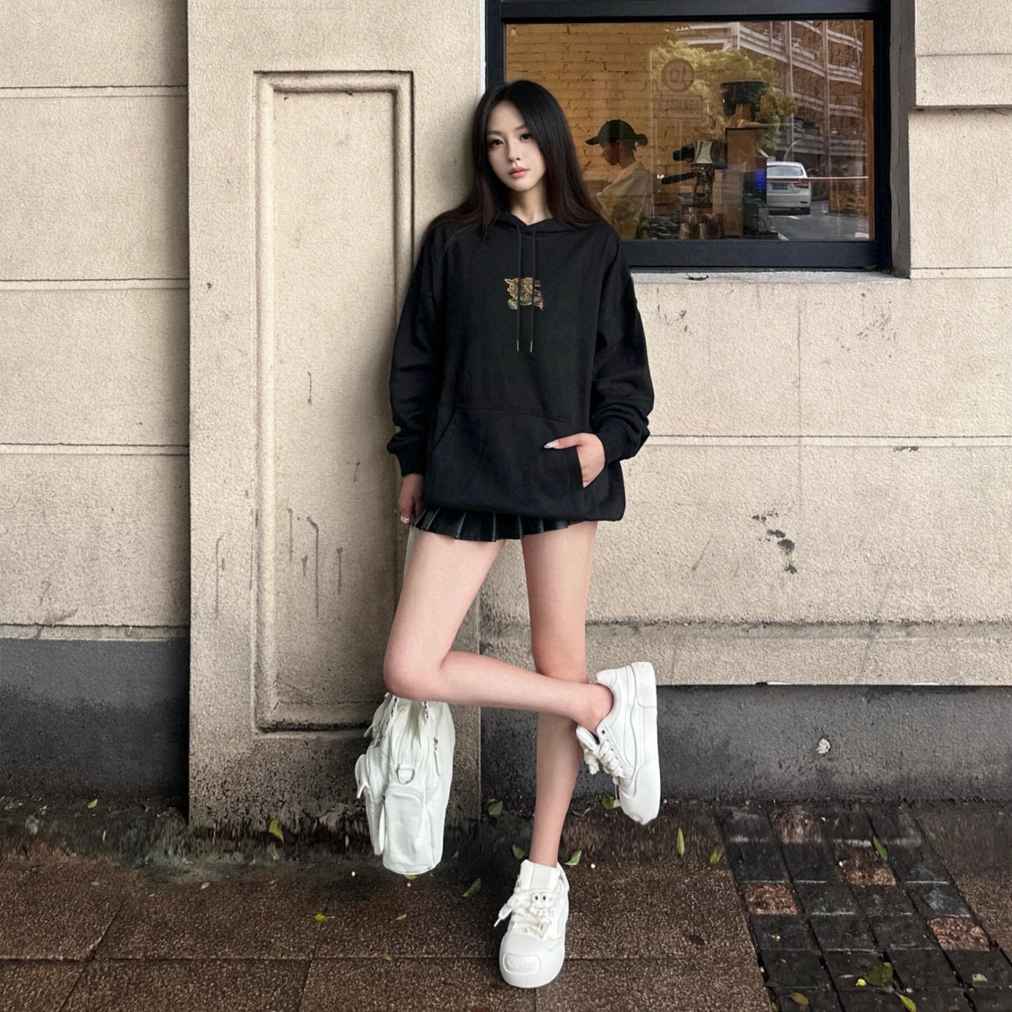 黑色图文渐变休闲时尚连帽男女款卫衣