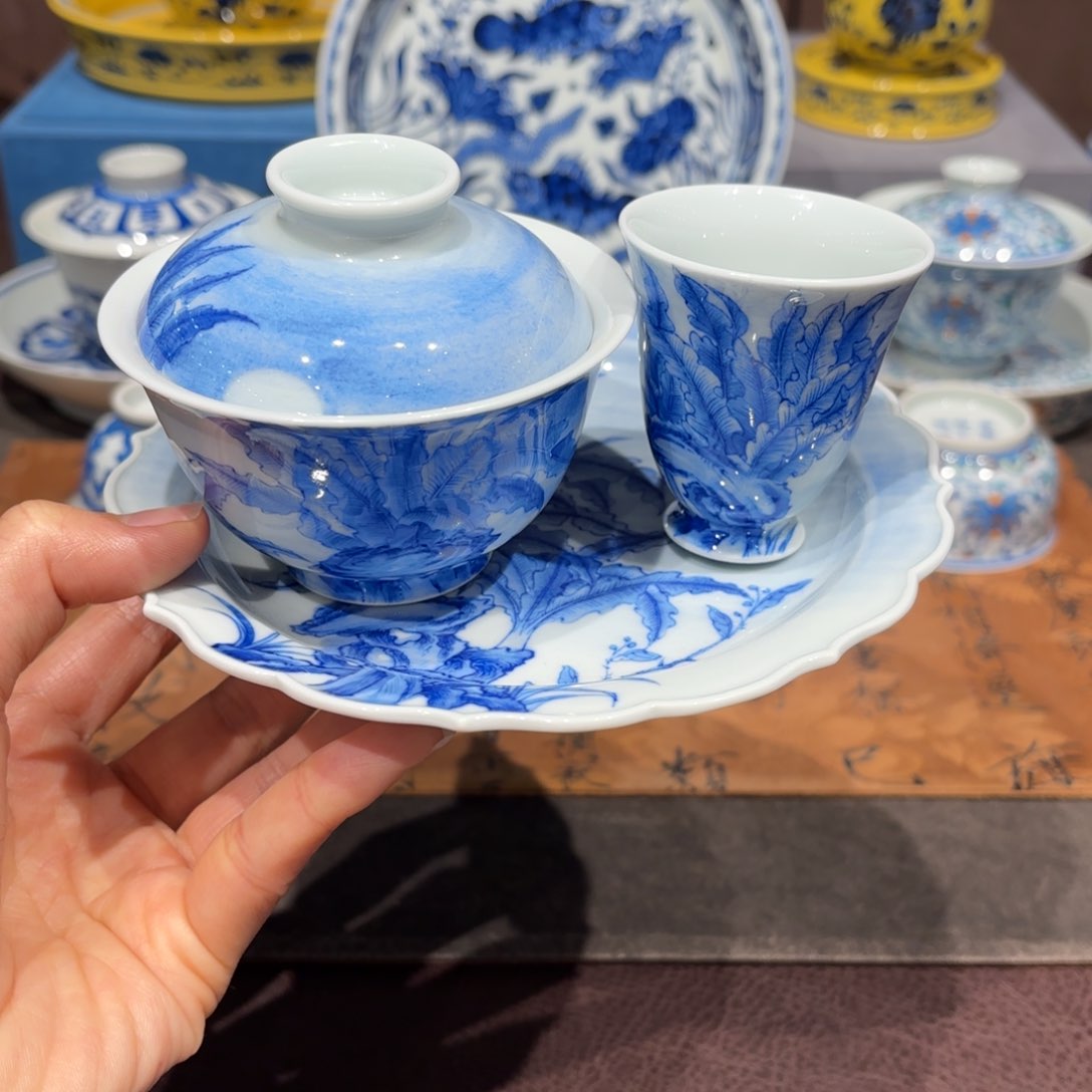 瓷片手工手绘陶瓷茶具