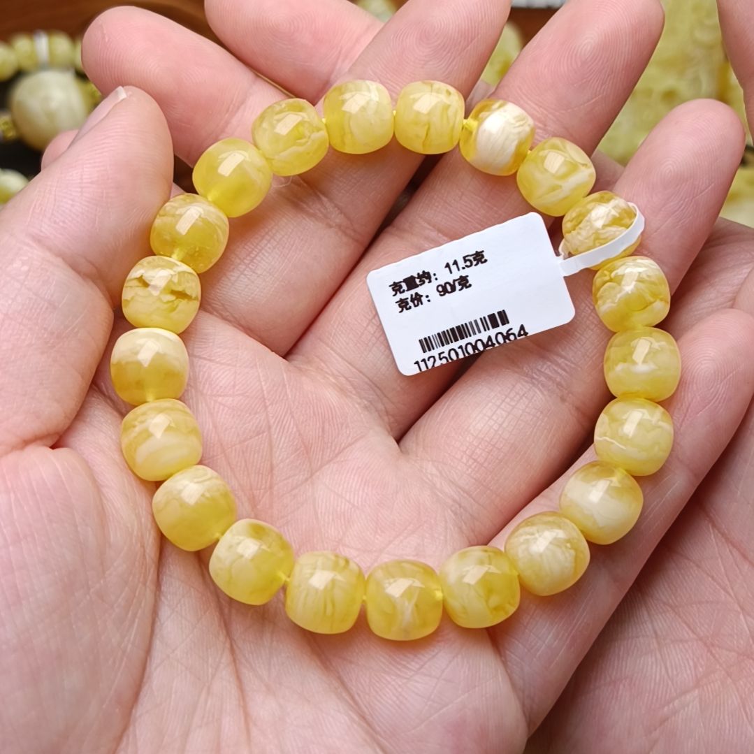 蜜蜡手链未镶嵌9老型虎皮纹