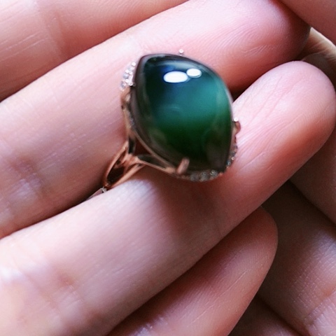 和田玉戒指银S925镶嵌