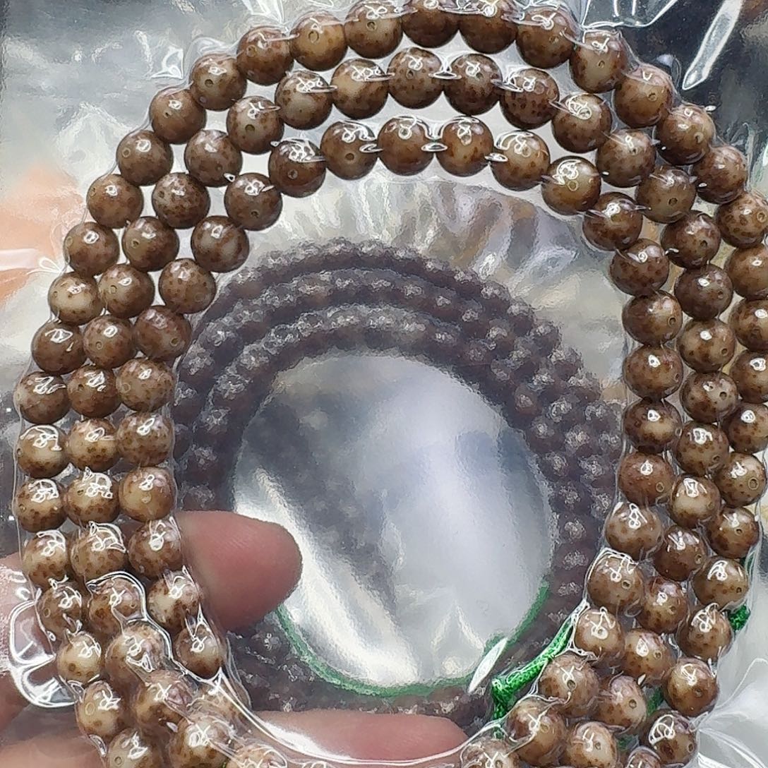 蜡***版星月菩提手串29粉皮玉华星月菩提8圆108