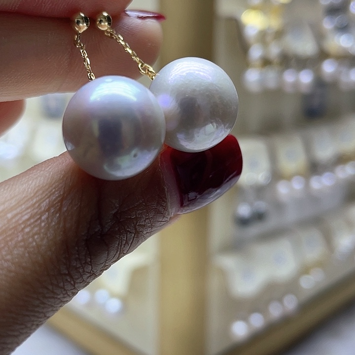 淡水珍珠耳饰银S925镶嵌