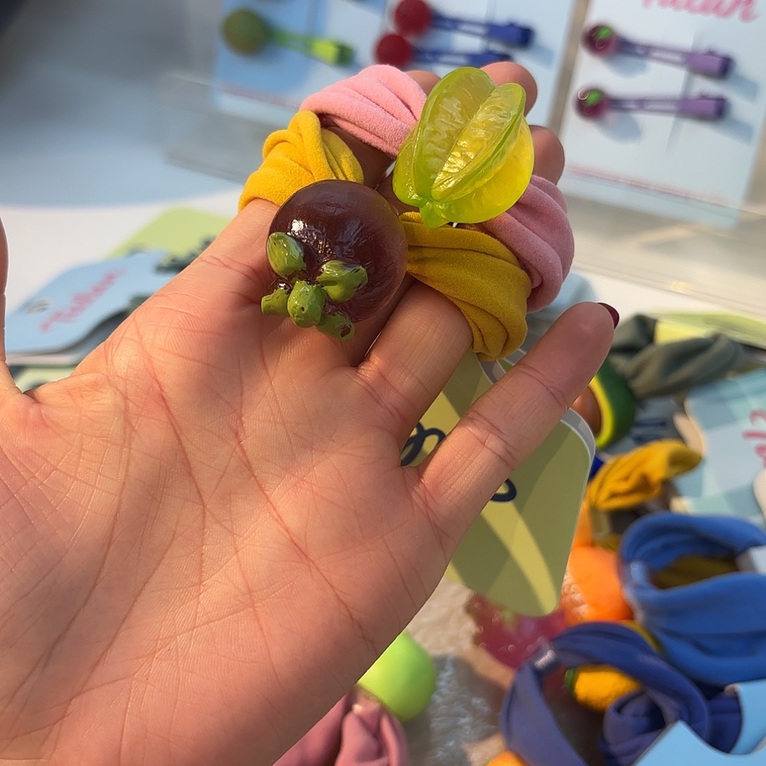 布艺铁合金透色杨桃+山竹面膜圈一组