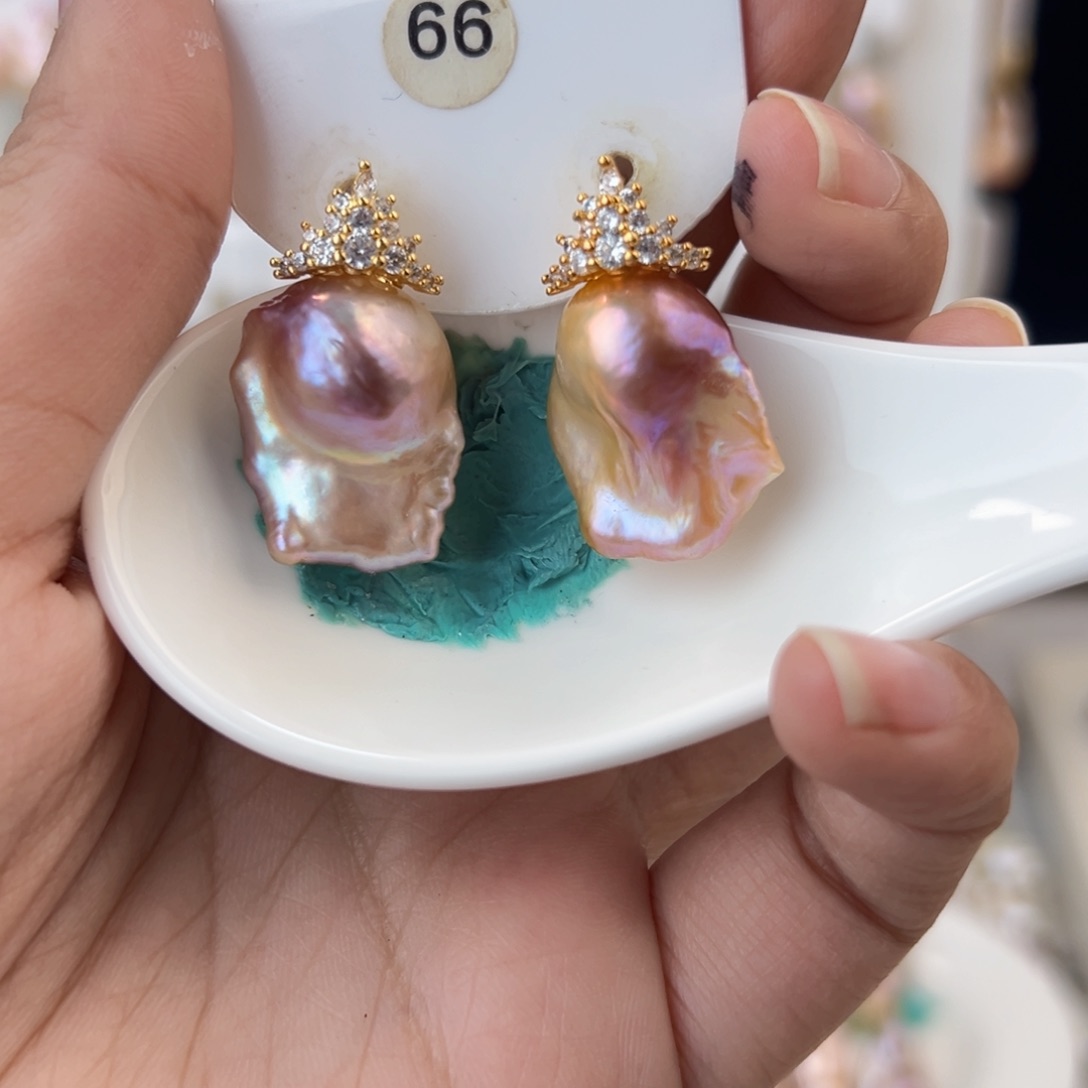 淡水珍珠耳饰银S925镶嵌