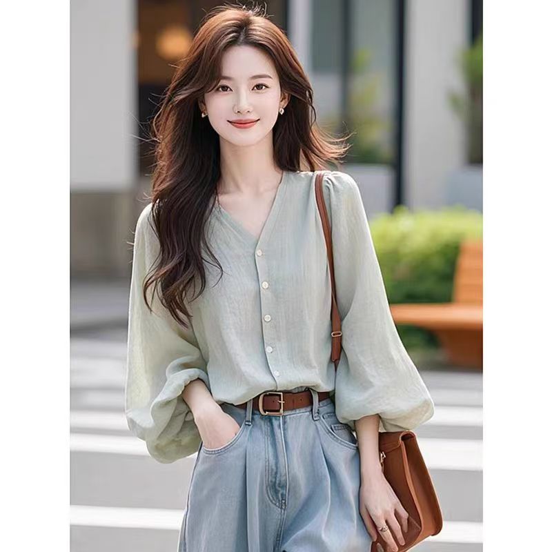 201-250四季通用长袖天蕾丝衬衫上衣复古减龄宽松显瘦时尚小众