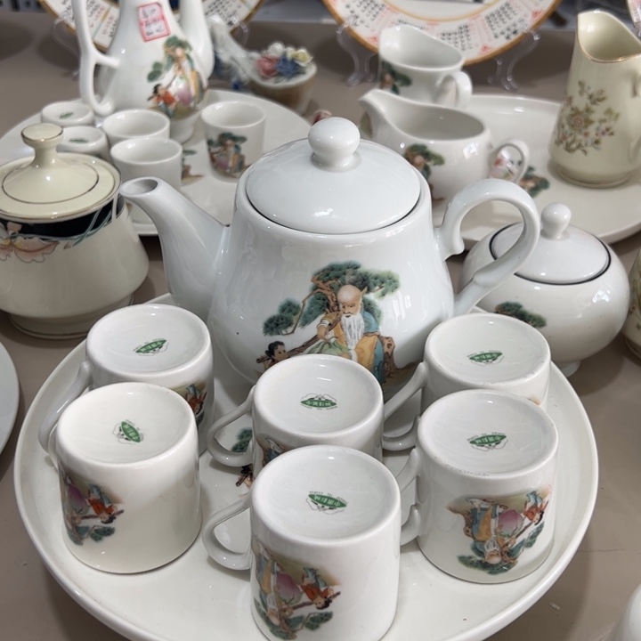 瓷片陶瓷制品寿星壶800毫升杯80毫升➕盘