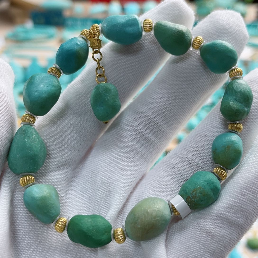 绿松石珠宝奇石18K金镶嵌