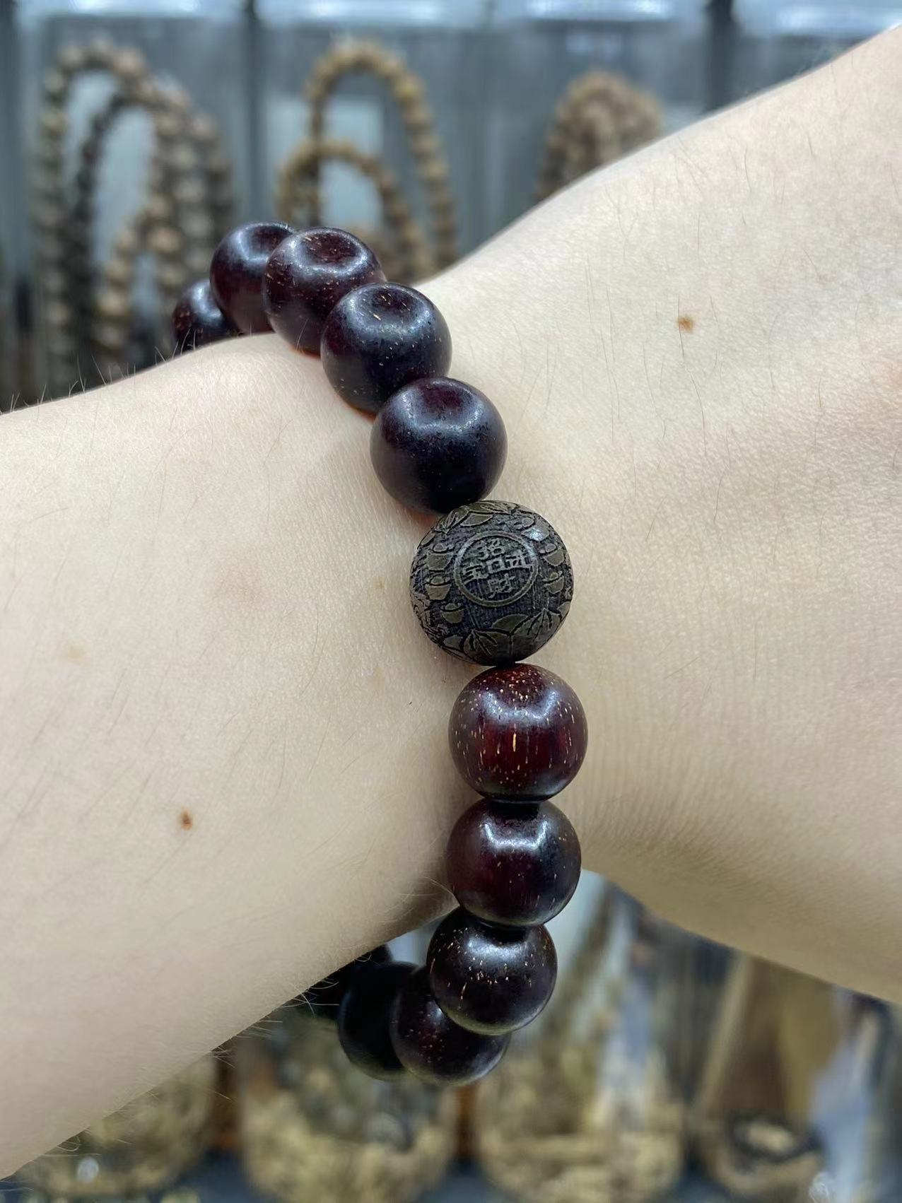 10mm小叶紫檀独款设计/手工串珠编织！