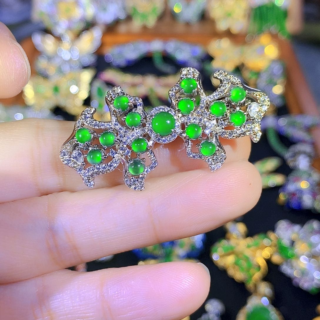 吊坠(不含链)银S925镶嵌翡翠