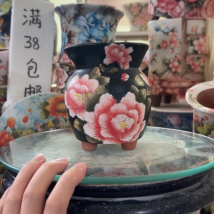 景德镇手绘花盆满38包邮偏远地区除外