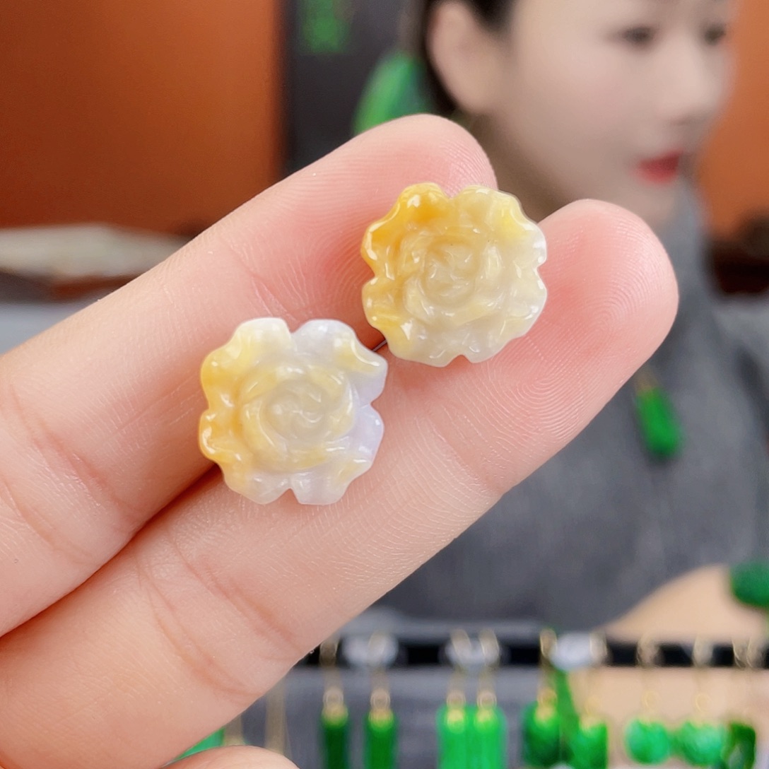 翡翠未镶嵌耳饰饰品