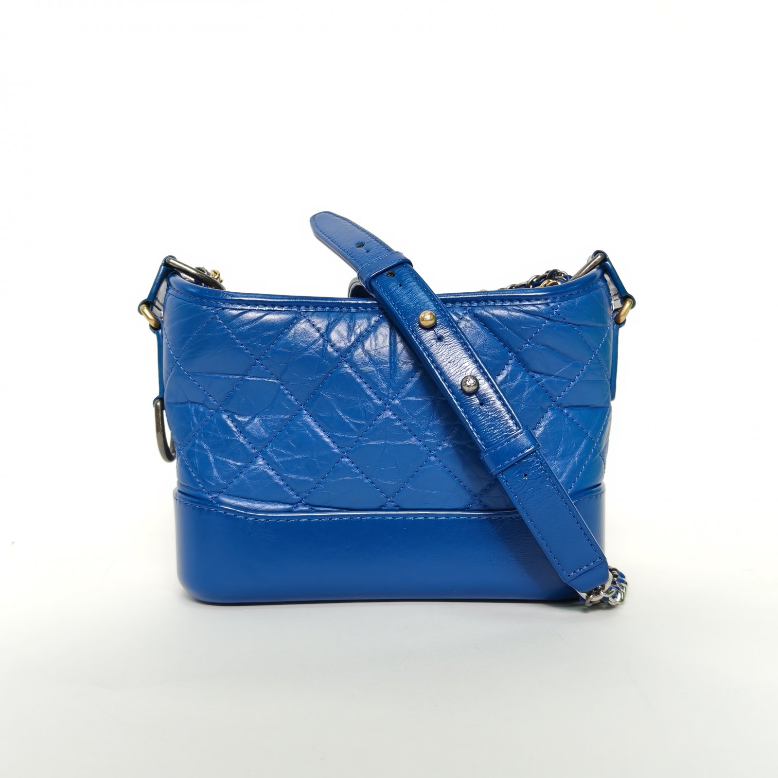 99新 Chanel/香奈儿 【娇】流浪单肩包20蓝色皮革C26开 314382