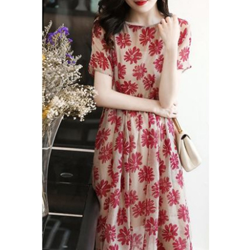 碎花连衣裙女夏新款设计感小众法式高级感时尚复古收腰裙子2169