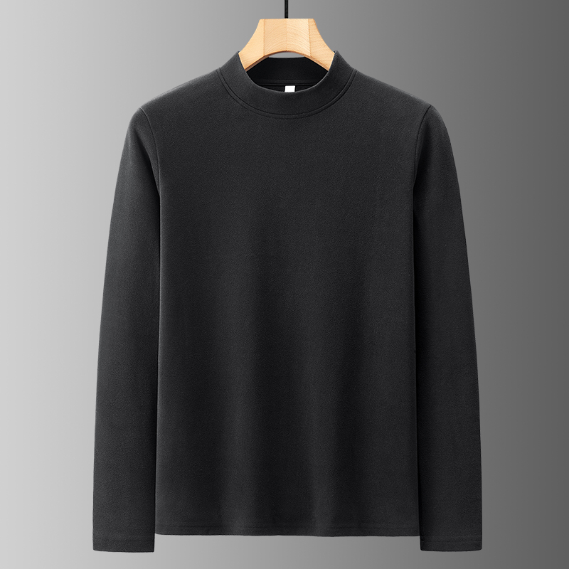 秋冬季卫衣半高领打底衫男士早秋外穿加绒加厚加大码内搭保暖