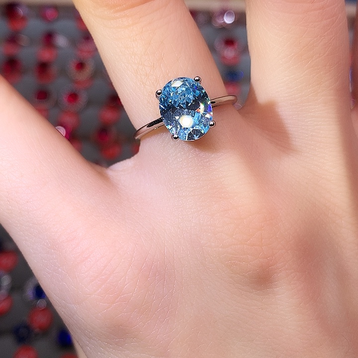 海蓝宝石戒圈银S925镶嵌
