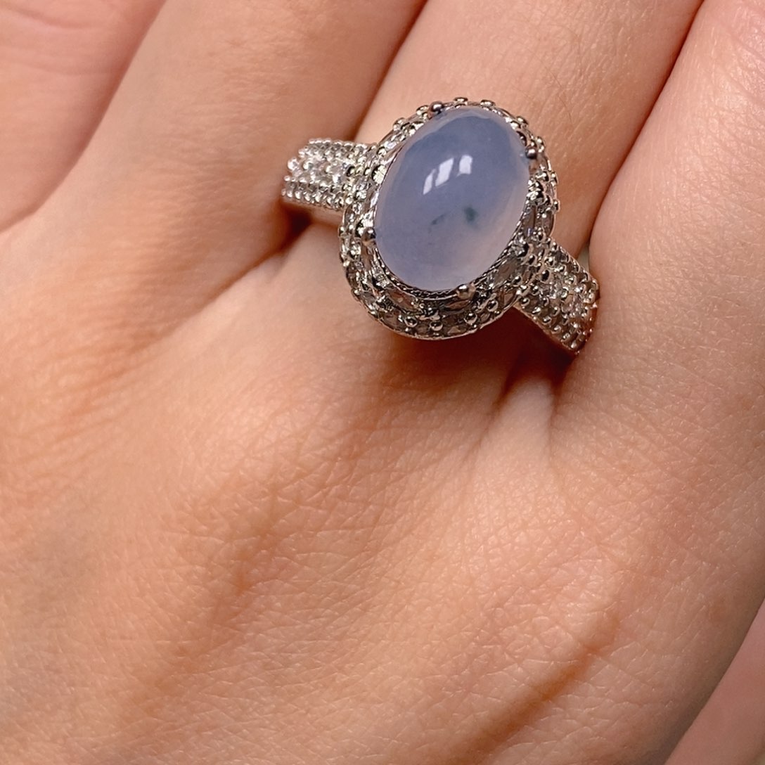 翡翠戒指未镶嵌冰紫飘花