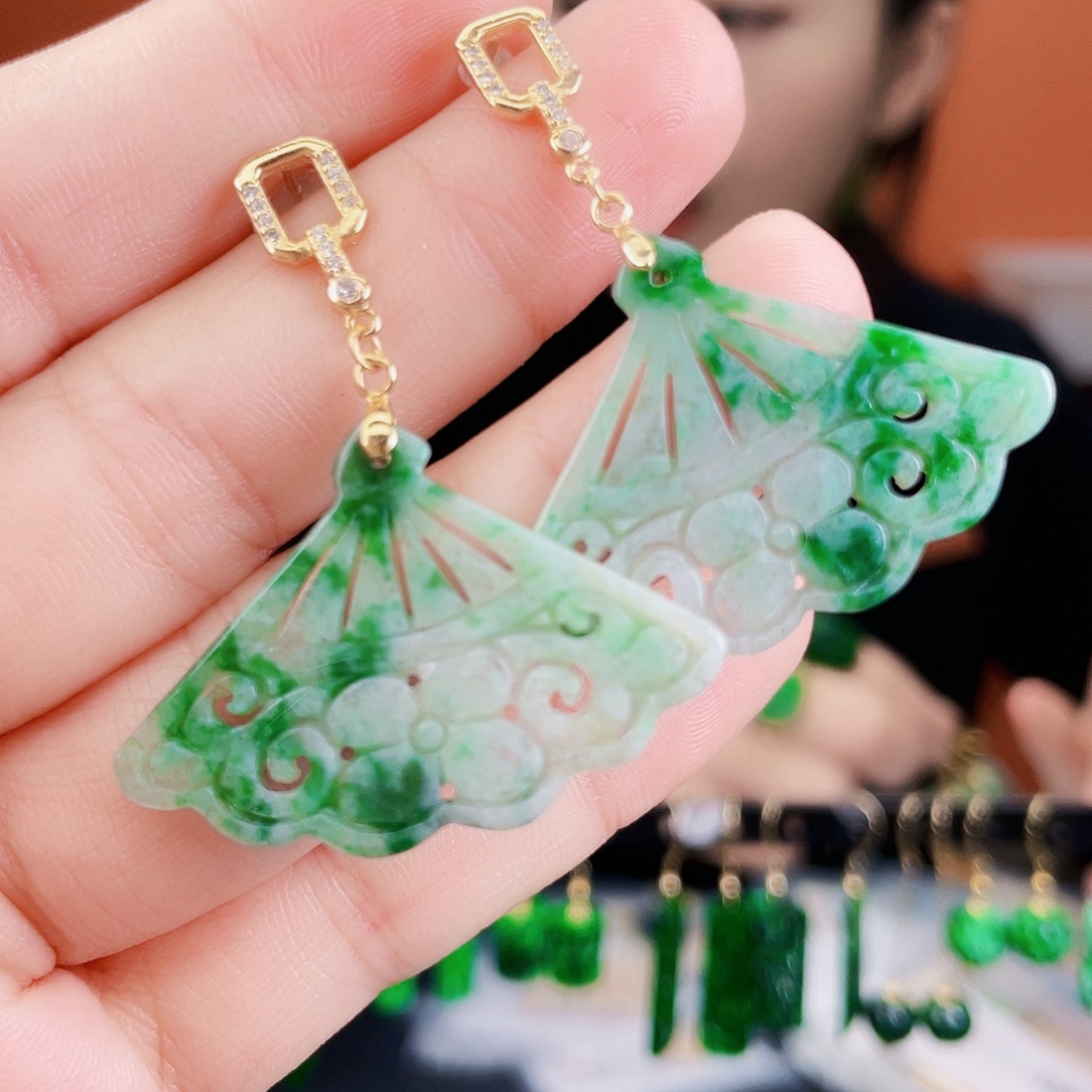 翡翠银S925镶嵌耳饰