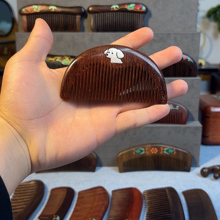 木非遗丹青手工彩绘木梳