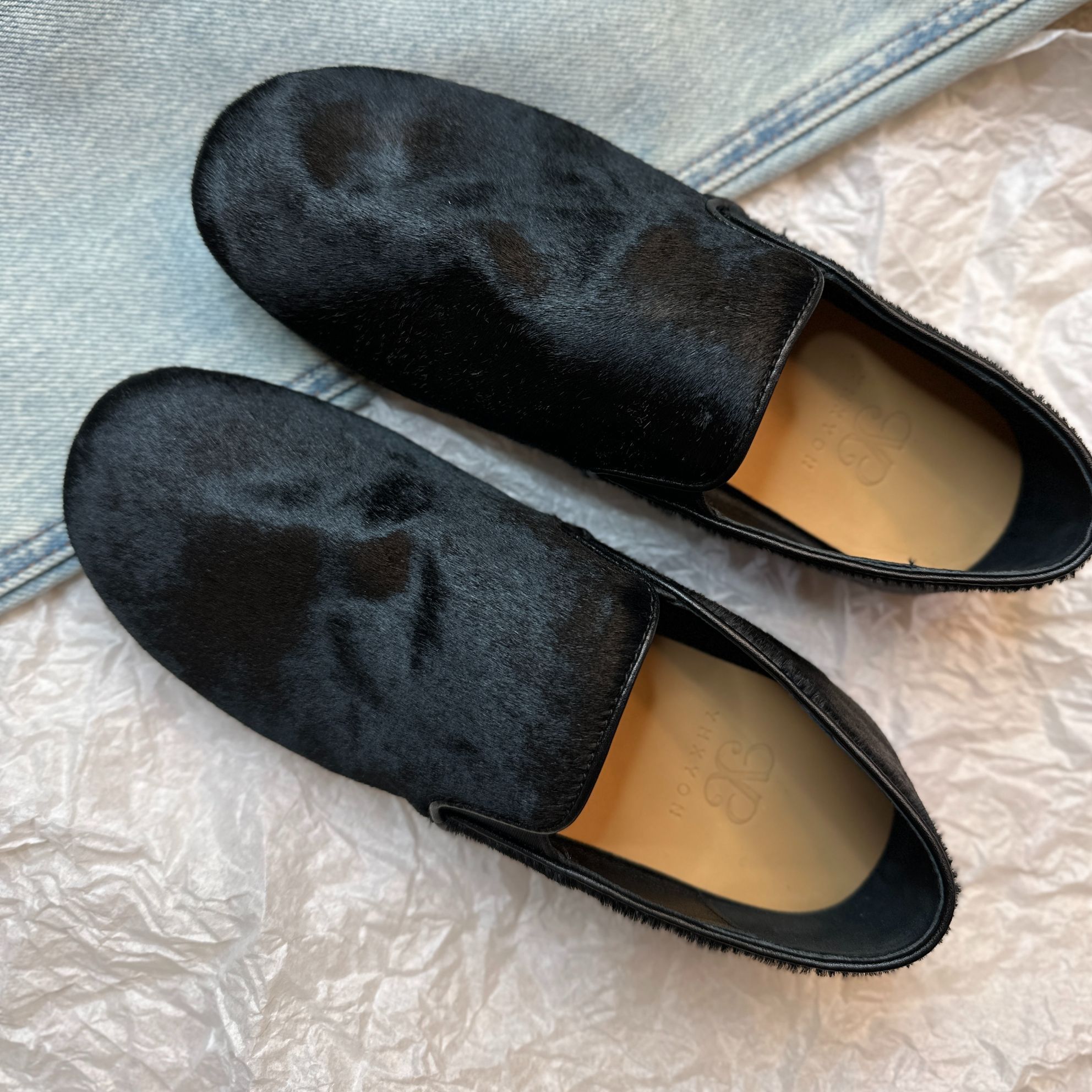 【唐唐家】手工马毛平底乐福鞋女休闲通勤单鞋真皮鞋一脚蹬通勤百搭