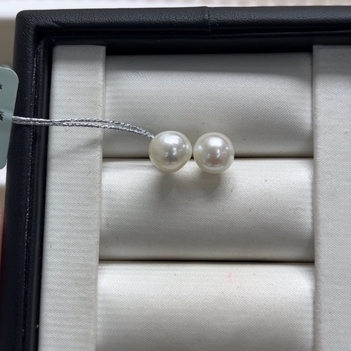 银S925镶嵌耳饰海水珍珠AK8-9m 1号